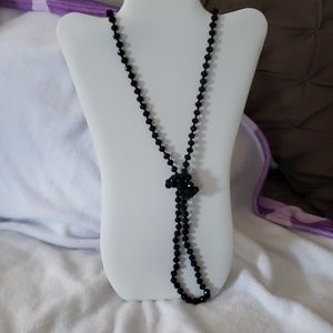 NEW Black beaded long necklace